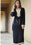 Black Kaftan Mariam Style - Moroccan Embroidered Cotton Kaftan