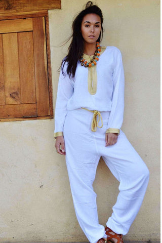 White Kara Jumpsuit-Embroidered Jumpsuit,White Kara Jumpsuit-Embroidered Jumpsuit