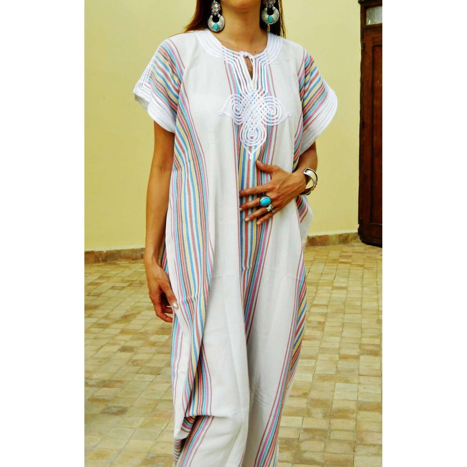 Resort Caftan Kaftan Bedoin Style White Maison De Marrakech 