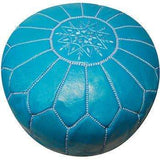 Turquoise Leather Pouf - Maison De Marrakech